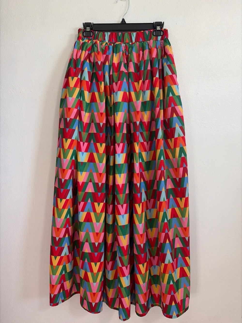Colorful Geometric Print Maxi Skirt - Vibrant Multicolor M/L
